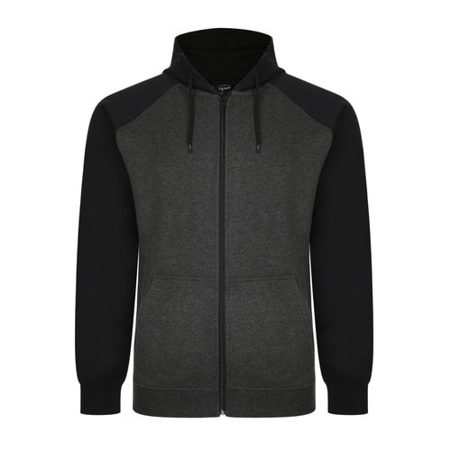 Bigdude Zip Thru Raglan Sleeve Hoody Black/Charcoal